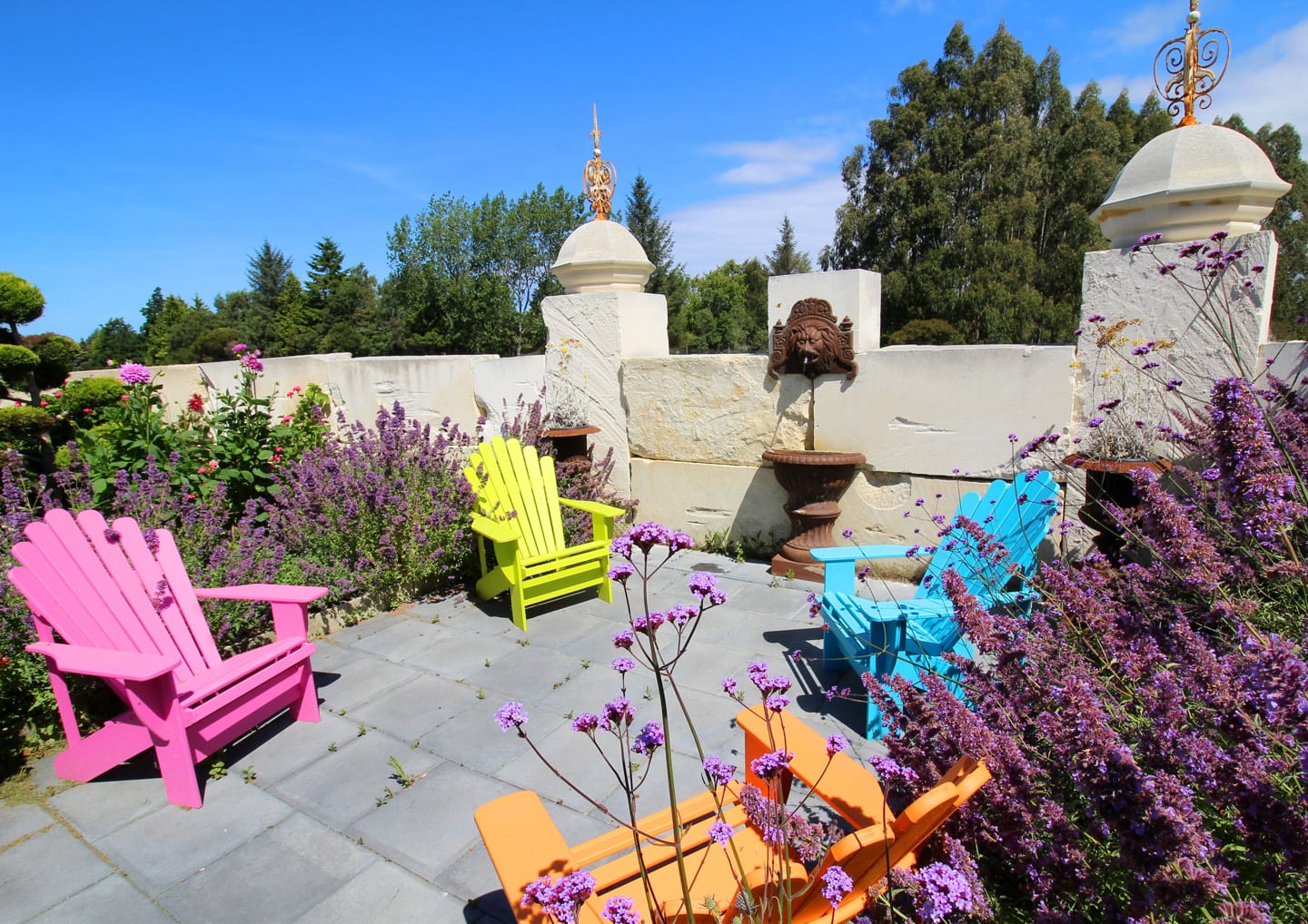 Brookfield Park Gardens walled garden coloured seating